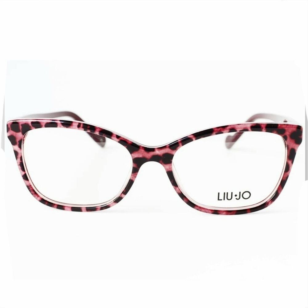 Women Liu Jo Pink Tortoise Square Eyeglass Frames Case 53 16 140 Mod Preppy
